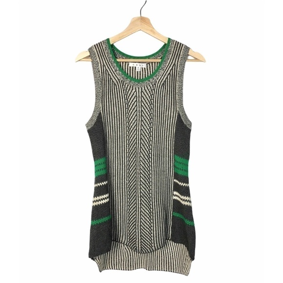 Cabi Trident Gray & Green Pullover Sweater Sleeveless Top S #885 - Picture 2 of 8
